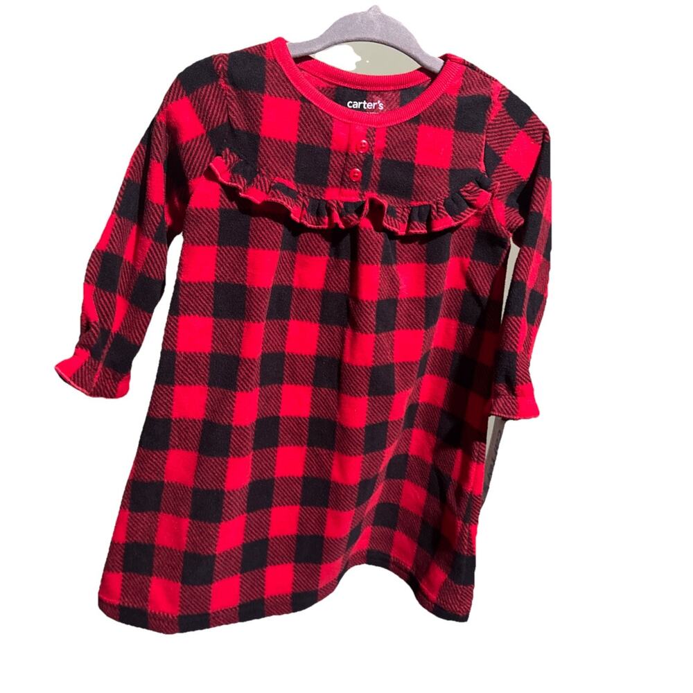 NWT Carter's Just One You Toddler Sz 12M Black Red Buffalo Fleece NightGown PJs